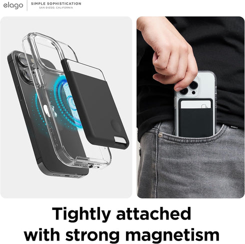 elago Magnetic Wallet Card Holder 2-Cards Compatible with MagSafe for iPhone 15/14/13/12 Series, Long Last Silicone