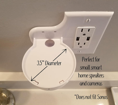 Mount Genie Smart Home Outlet Shelf: Hidden Cord Storage for Google Home, Nest, Security Cameras, Smart Speakers