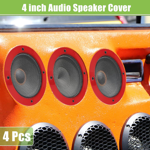 ACROPIX Universal 4" Car Speaker Grills Cover Mesh Round 4 Inch Audio Speaker Subwoofer Guard Protector Case with Mounting Screws Iron Red - Pack of 4 by ACROPIX