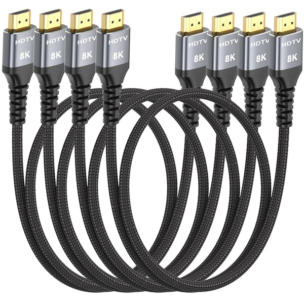 8K HDMI Cable 3FT 4-Pack, High Speed 48Gbps HDMI 2.1 Cord for