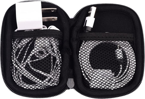Black Universal Neoprene Zipper Headphone Dock Charger Cable Organizer Case for Various USB, Mp3, Charge