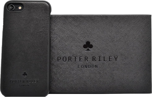 Porter Riley Leather Case for iPhone SE 2022/20, iPhone 8/7, Premium Genuine Leather Slimline Back Case, Black