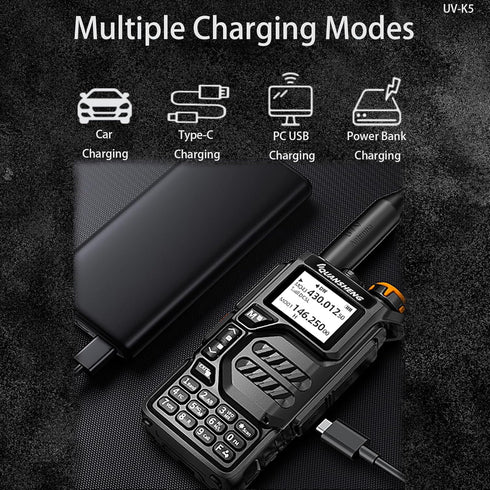 Quansheng UV-K5 Radio USB-C Charging Dual Band Two Way Radio, Long Range Handheld Radio with 771 Antenna and Speaker Mic