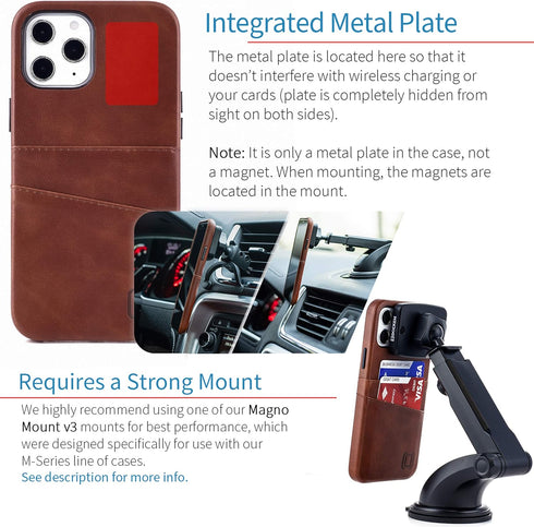 Dockem Wallet Case for iPhone 12 Pro Max, Built-in Metal Plate for Magnetic Mounting & 2 Credit Card Holders