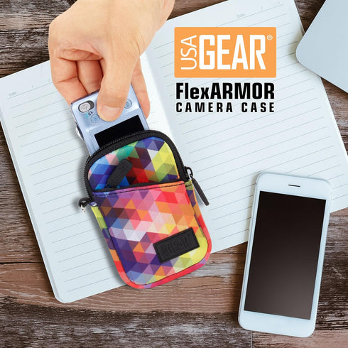 USA Gear Small Digital Camera Case with Wrist Strap, Belt Loop, Compact Compatible with Canon Powershot Elph, Fits 4.5