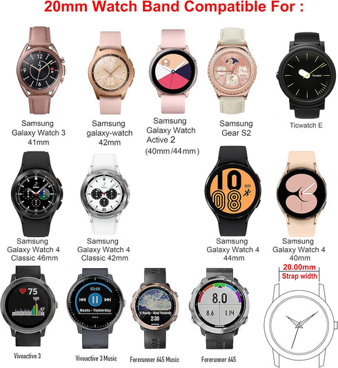 GELISHI Compatible with Galaxy Watch 7 6 5 Band, 20mm Bling Stainless Steel Band for Galaxy Watch 4 Classic