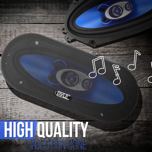 Pyle 3-Way Universal Car Stereo Speakers, 300W 4" x 10" Triaxial Loud Pro Audio, Universal OEM Quick Replacement