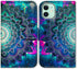 Case for iPhone 12/iPhone 12 Pro, Mandala Flower Space Leather Flip Wallet Cover with Card Slot Holder