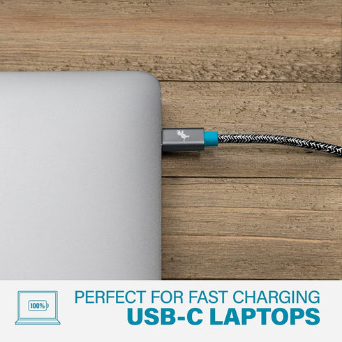 Nimble PowerKnit USB-C to USB-C Fast Charging Cable (3M, Durable Flex Fabric) for MacBook, Laptops, iPad Pro, Android
