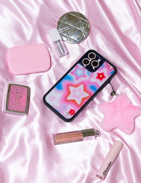 Wildflower Cases Dream Star Case for iPhone 15 Plus - Blue, Pink, White, Stars, Protective Black Bumper