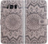 Samsung Galaxy S8 Wallet Case, Leather Sunflower Flip Cover with Tempered Glass Screen Protector, Gray