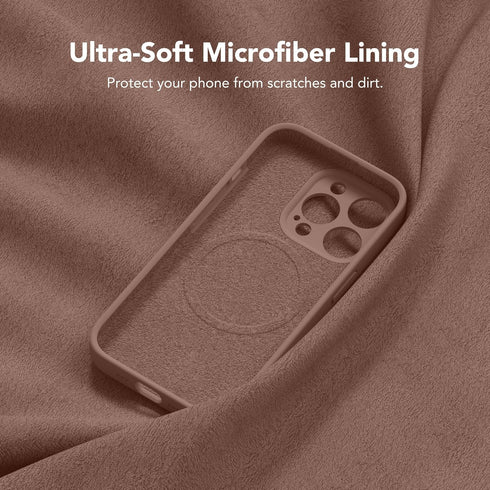 iPhone 13 Pro Max Case, Brown Silicone Shockproof, MagSafe Compatible, Full Camera Protection & 2 Screen Protectors.