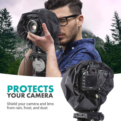 Movo CRC11 Camera Rain Coat Cover for DSLR and Mirrorless Cameras and Lens (Junior Size: 11" x 14.5")
