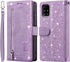 EYZUTAK Purple Wallet Phone Case for Samsung Galaxy A51(4G), Retro Matte with 9 Card Holder Slots, Zipper Pocket, PU