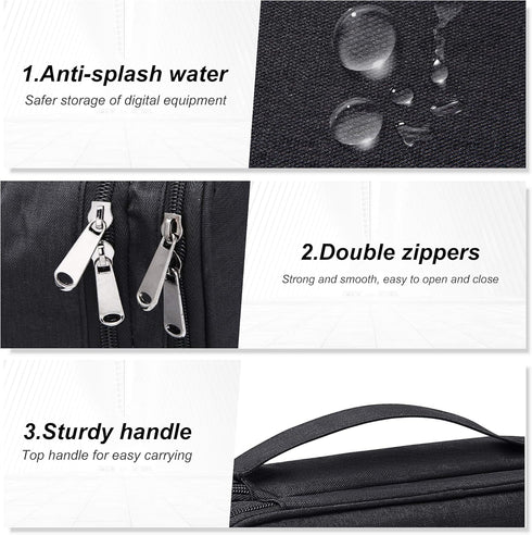 Electronic Bag Travel Cable Accessories Bag, Waterproof Double Layer Electronics Organizer, Portable Storage Case for