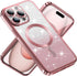 Jmltech iPhone 15 Pro Max Case - Cute Transparent Silicone, Magnetic Shockproof, Luxury Plating, Gradient Glitter Blue.
