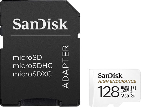 SanDisk 128GB High Endurance Video MicroSDXC Card with Adapter for Dash Cam & Home Monitoring - C10, U3, V30, 4K UHD