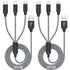 Xnewcable Multi Charging Cable 4ft 2Pack 3 in 1 Charger Cord, Multiple