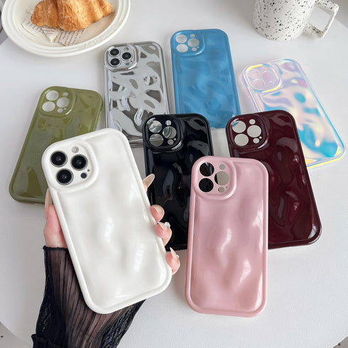 Caseative for iPhone 13 Pro Max Case, Water Ripple Wave Meteorite Bubble Pattern Chrome Plating Soft Compatible with iPhone Case (Fluorescent Silver,iPhone 13 Pro Max)