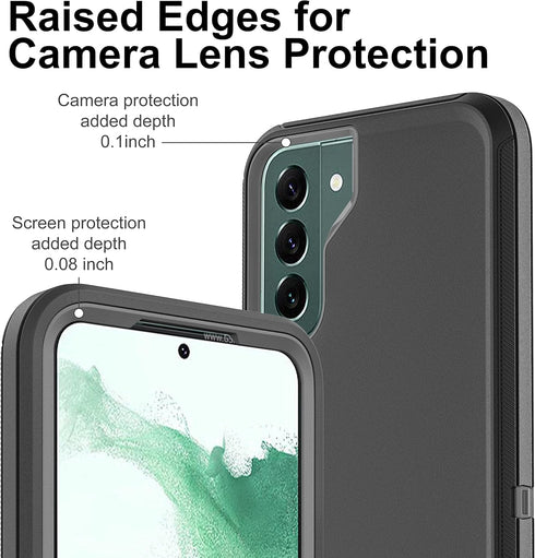 for S22 Plus Case, Samsung Galaxy S22 Plus Heavy Duty Shockproof Case with Self Healing Flexible TPU Screen Protector