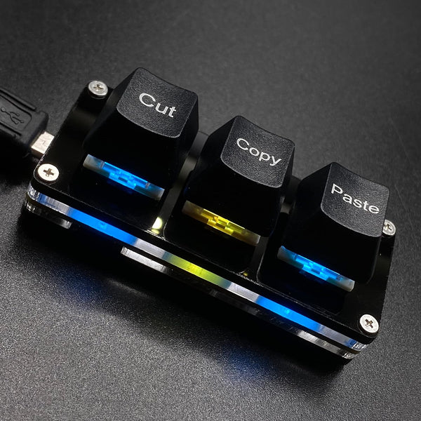 Mini 3-Key Cut Copy Paste Keyboard Ctrl X C V Shortcut One Handed RGB Macro Pad Gaming Mechanical Keyboard OSU Keypad