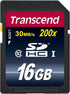 Transcend 16GB SDHC Class 10 Flash Memory Card Up to 30MB/s (TS16GSDHC10E)