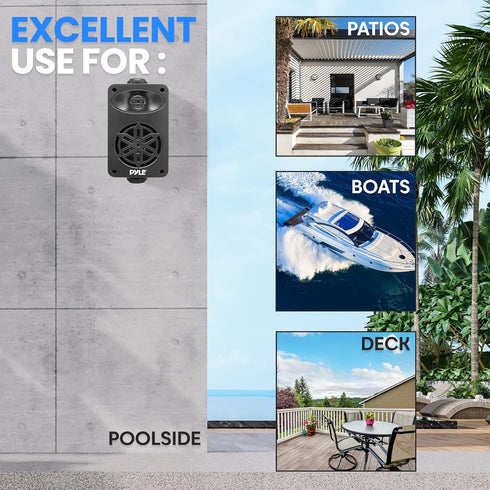PYLE Outdoor Speakers, Waterproof Marine Grade, Universal Mounting, Heavy Duty ABS Construction for Indoor/Outdoor Use