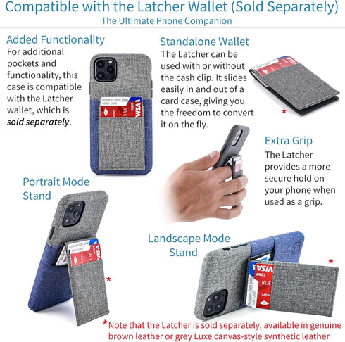 Dockem Wallet Case for iPhone 11, Built-in Metal Plate for Magnetic Mounting & 2 Card Holders (Blue & Grey)