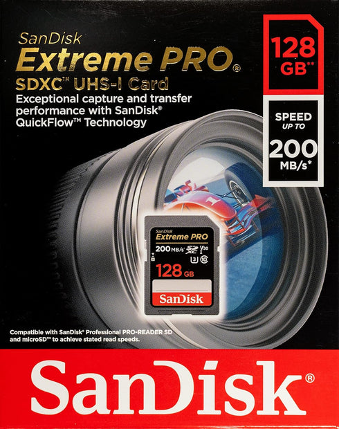SanDisk 128GB Extreme Pro Memory Card Bundle for Nikon D3400, D3300, D750, D5500, D5300, D500, AW130, W100, L840, A900