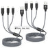 Multi Charging Cord 4ft 2Pack Multiple Charger Cable Nylon Braided Apple MFi Certified iPhone Charger 3 in 1 Lightning Cable Durable Phone Charger Wire with Type C Micro Lightning Grey Black