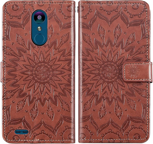 Phone Case for LG Aristo 2 3 Plus/Rebel 4 LTE/Tribute Empire Dynasty/Zone 4 with Tempered Glass Protector - Brown