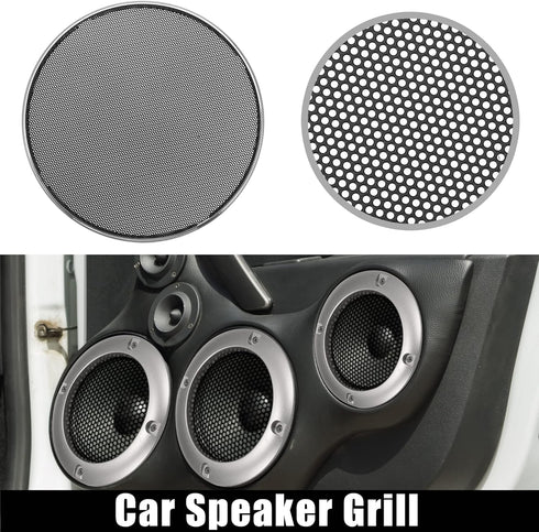 X AUTOHAUX 2pcs 6.5 Inch Car Metal Audio Speaker Grill Cover Mesh Woofer Horn Guard Decorative Circle Grille Protector Silver Tone