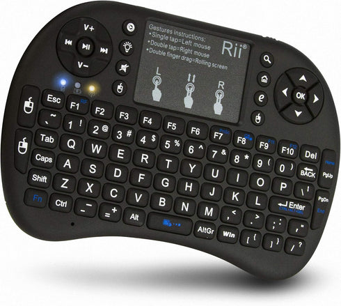 Rii 2.4GHz Mini Wireless Keyboard with Touchpad, QWERTY LED Backlit, Portable for Laptop/PC/Tablets/Windows/Mac