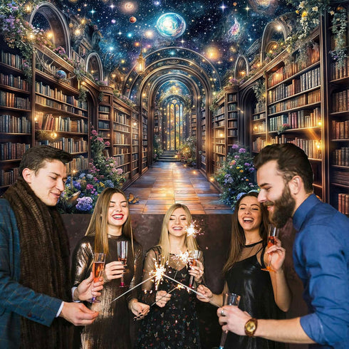 MERCHR 7x5ft Bookshelf Backdrop Books Library Tapestry Bookcase Photography Backdrop School Library Study Bookshelf