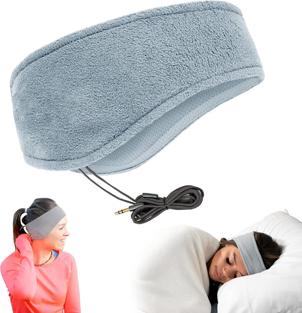 CozyPhones Sleep Headphones - Over Ear Headphones for Side Sleepers, Meditation, Running (Gray Lycra)