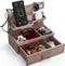 BARVA Wood Docking Station for Men, Gifts for Dad, Nightstand Organizer with Drawer, Charging Dock for Phone and Watch