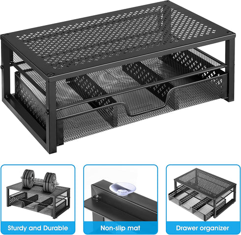 Simple Trending Metal Monitor Stand Riser with Drawer for Laptop, Computer, iMac, Black