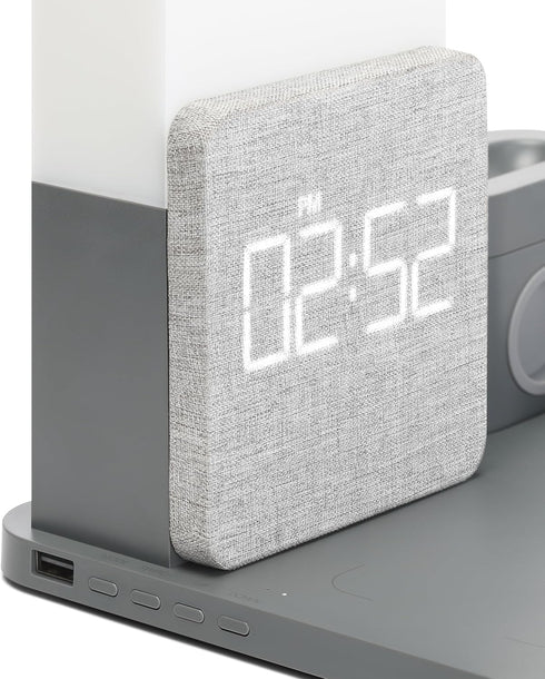 6 in 1 Fast Charging Station, 10W Wireless Charger with Alarm Clock and Night Light, Compatible with iPhone