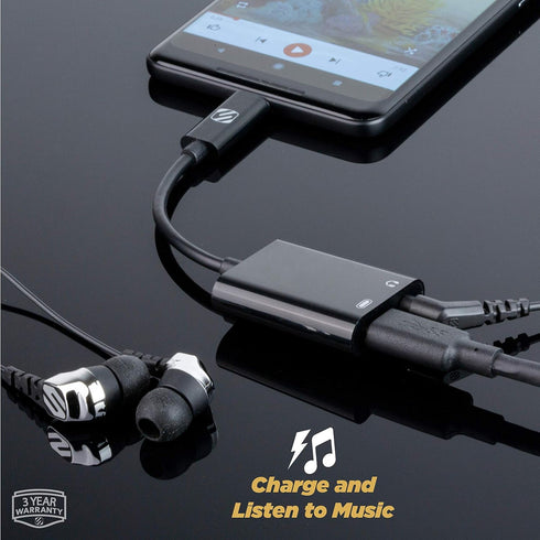 Scosche CAAP StrikeLine USB Type-C Headphone Adapter with 3.5mm Aux Input and USB-C Charging Port