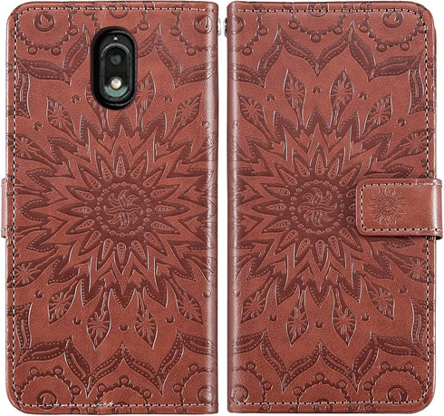 Hot Pepper Serrano 3 Wallet Case with Tempered Glass, Leather Flip Cover, Card Holder, Stand - Brown for A95B A95C A95J.