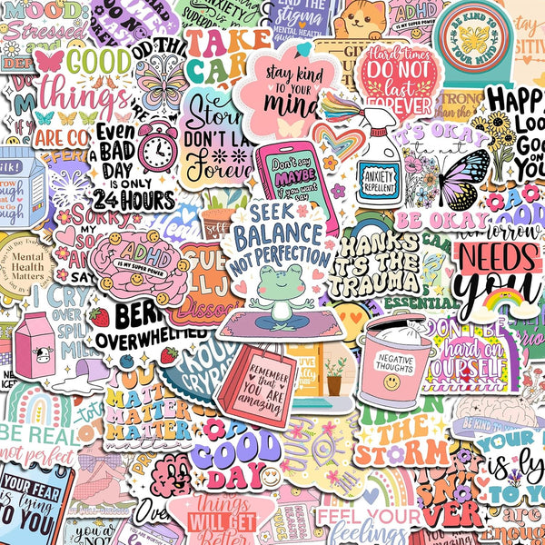 300 PCS Mental Health Stickers, Vinyl Therapy Stickers for Mental Health Journal,