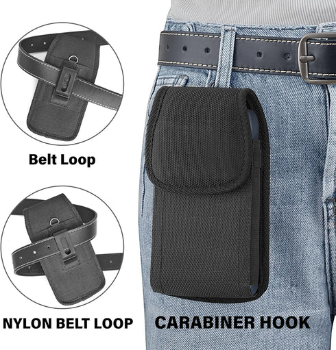 Cell Phone Holster for iPhone 15, 15 Pro 14, 14 Pro 13, 13 Pro 12, 12 Pro, 11, XR, XS 10 Case with Belt Clip Phone Belt Holder for Men Carrying Pouch Cover (Fits Phone with Case on)