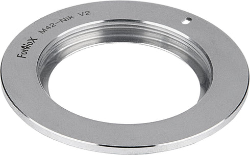 Fotodiox Chrome Lens Mount Adapter (Type 2) - Compatible with M42 (42mm x1 Thread Screw) Lens to Nikon F Mount D/SLR Cameras