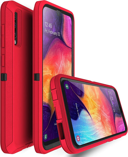 MXX Heavy Duty Case for Samsung Galaxy A50, Tough Drop Protection (No Screen Protector), Red, A50s/A30s Compatible