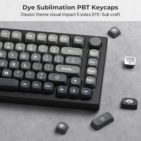 HITIME XVX PBT Keycaps-MOA Set, 132 Keys Custom Keycaps for 60 65 75 100 Percent Cherry Gateron MX Switches, Gray