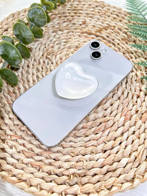 VJQ 3D Simple Heart Phone Grip Stand, Cute Solid Color Cell Phone Holder,Multi Functional Collapsible Phone Charms