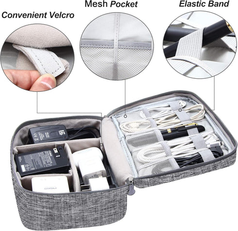 Electronics Organizer Travel Universal Cable Organizer Bag - Waterproof Storage Cases for Cable, Charger, Phone, USB,