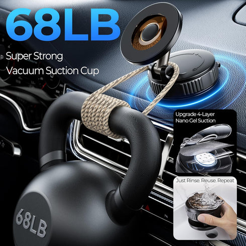 Xuysi 360 Vacuum Magnetic Suction Phone Holder, Adjustable Suction Cup Phone Mount for Car/Gym/Mirror/Shower