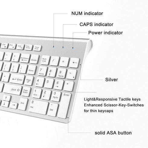 JOYACCESS J Wireless Keyboard, 2.4G Slim Compact Wireless Keyboard with Numeric Keypad for Laptop, MacBook Air, Apple,
