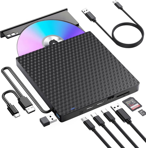 Kadlun External CD DVD Drive for Laptop, USB 3.0 Optical Disc Drive,4 USB